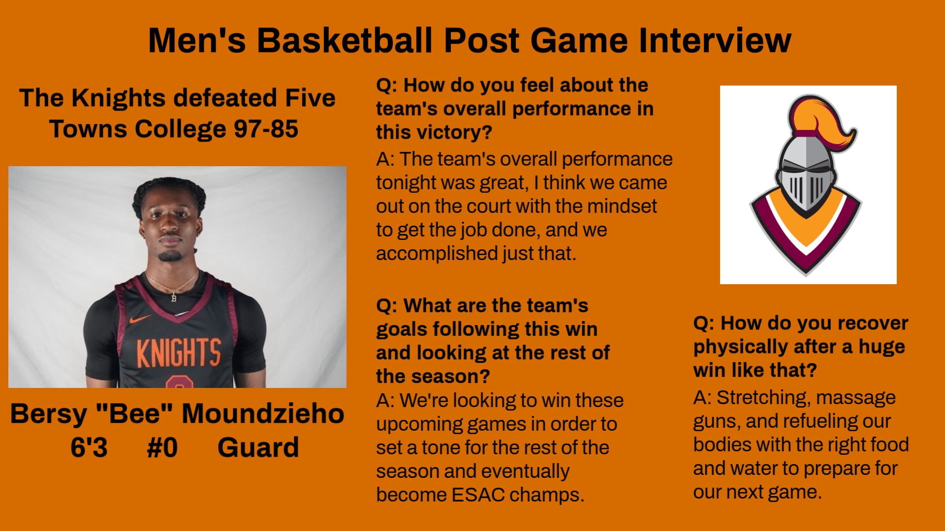 Post Game Interview with Bersy Moundzieho
